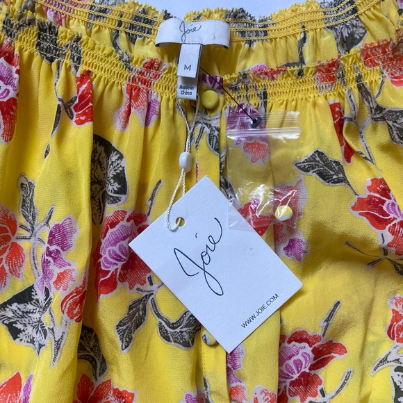JOIE Derfuta 100% Silk Puff Sleeve Off Shoulder Romantic Floral Top Size M NWT - Picture 9 of 14